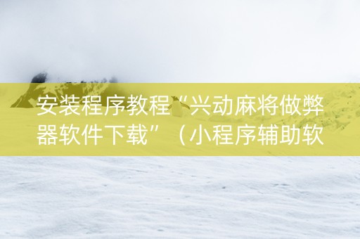 安装程序教程“兴动麻将做弊器软件下载”（小程序辅助软件)