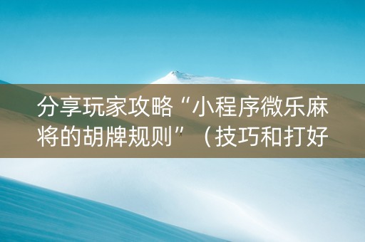 分享玩家攻略“小程序微乐麻将的胡牌规则”（技巧和打好牌方法)